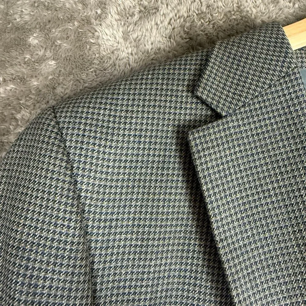 S Cohen Prestige Wool Silk Houndstooth Blazer Jacket Sport Coat 48R 48